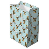 Cute Teddy Bear on a Cloud Blue Bow Tie Medium Cadeauzakje (Achterkant Gekanteld)