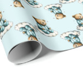 Cute Teddy Bear on a Cloud Blue PJs Cadeaupapier (Rol Hoek)