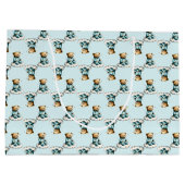 Cute Teddy Bear on a Cloud Blue PJs Groot Cadeauzakje (Achterkant)
