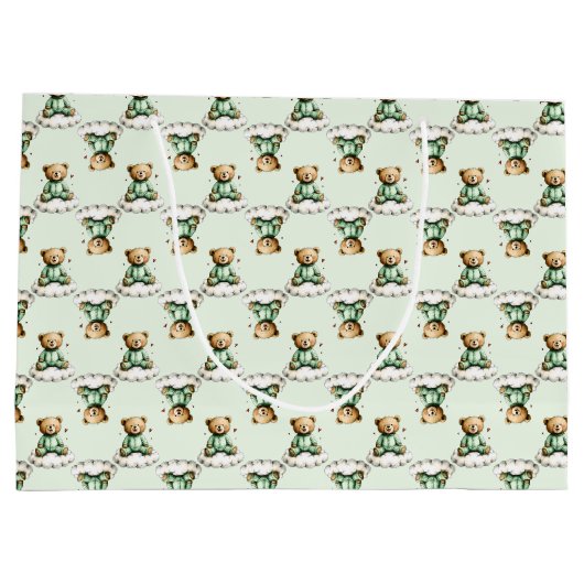 Cute Teddy Bear on a Cloud Green PJs Groot Cadeauzakje (Achterkant)