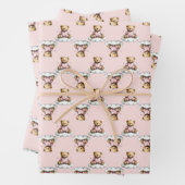 Cute Teddy Bear on a Cloud Pink PJs Inpakpapier Vel (In situ)