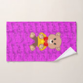 Cute Teddy Bear on Pink Geometric Bad Handdoek (Handdoek)
