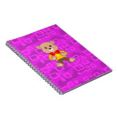 Cute Teddy Bear on Pink Geometric  Notitieboek (Rechterzijde)