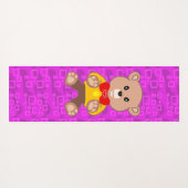 Cute Teddy Bear on Pink Geometric  Yogamat (Achterkant (horizontaal))