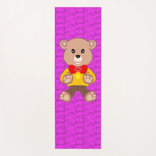 Cute Teddy Bear on Pink Geometric  Yogamat (Voorkant)