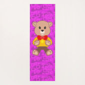 Cute Teddy Bear on Pink Geometric  Yogamat (Achterkant)