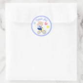 Cute Teddy Bear op fiets Dank je wel! Ronde Sticker (Tas)