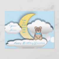 Cute Teddy Bear op het Moon Birthday Briefkaart