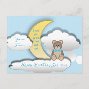 Cute Teddy Bear op het Moon Birthday Briefkaart