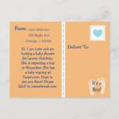 Cute Teddy Bear Oranje Baby shower Invitation Uitnodiging Briefkaart (Achterkant)