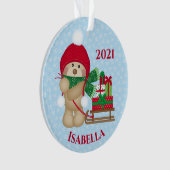 Cute Teddy Bear-Ornament met kerstklep Ornament (voorkant)