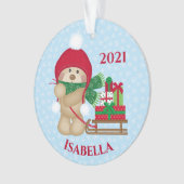 Cute Teddy Bear-Ornament met kerstklep Ornament (voorkant)