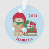 Cute Teddy Bear-Ornament met kerstklep Ornament (voorkant)