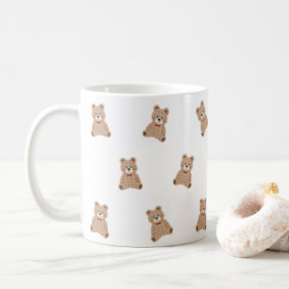 Cute Teddy Bear Pattern Mug – Aesthetic Cozy Gift Koffiemok