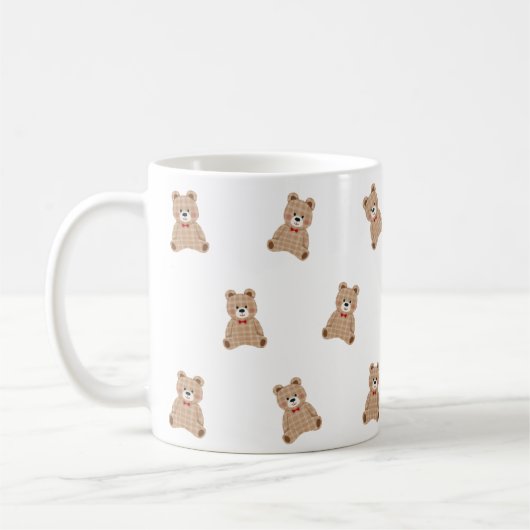 Cute Teddy Bear Pattern Mug – Aesthetic Cozy Gift  Koffiemok (Links)