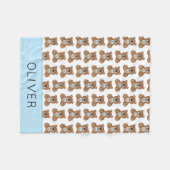 Cute Teddy Bear Pattern Personalized Boy Fleece Deken (Voorkant (Horizontaal))