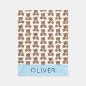 Cute Teddy Bear Pattern Personalized Boy Fleece Deken (Voorkant)