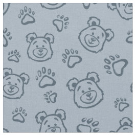 Cute Teddy Bear Paws Boho Boy Baby Kids Blue Stof