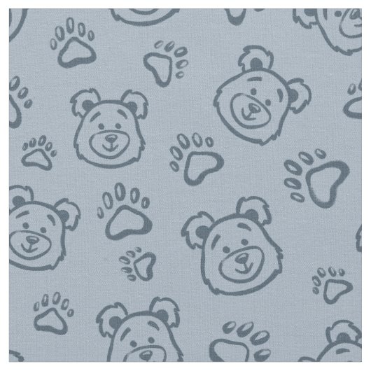 Cute Teddy Bear Paws Boho Boy Baby Kids Blue Stof (Close Up)