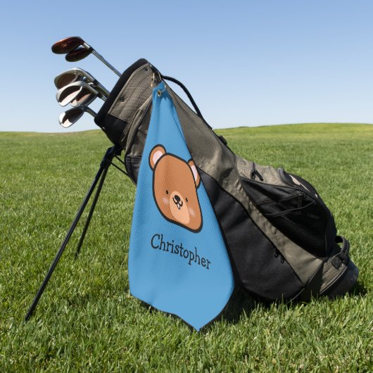 Cute Teddy Bear Personalized Golfhanddoek (Groen)