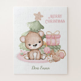 Cute Teddy Bear Persoonlijke Kerstmis Legpuzzel