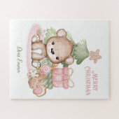 Cute Teddy Bear Persoonlijke Kerstmis Legpuzzel (Horizontaal)