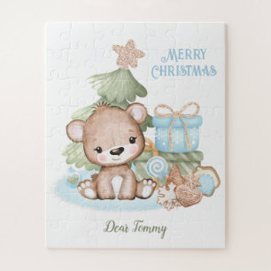 Cute Teddy Bear Persoonlijke Kerstmis Legpuzzel
