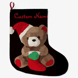 Cute Teddy Bear Persoonlijke naam Grote Kerstsok