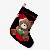 Cute Teddy Bear Persoonlijke naam Kleine Kerstsok (Voorkant (Hangend))