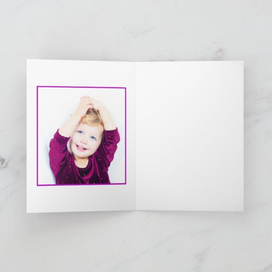 Cute Teddy Bear Photo Girl 1e verjaardag Kaart (Binnen)