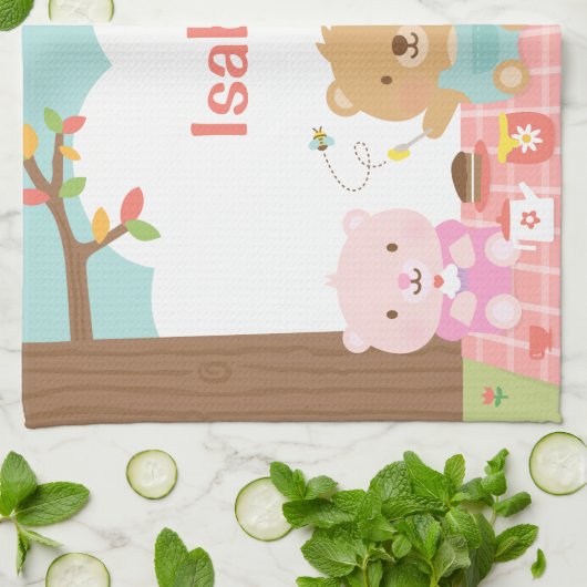 Cute Teddy Bear Picnic Party Outdoor voor kinderen Theedoek (Gevouwen)