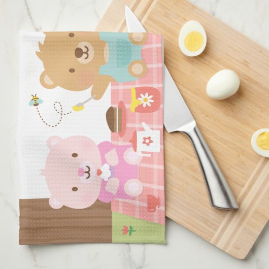 Cute Teddy Bear Picnic Party Outdoor voor kinderen Theedoek (Quarter Fold)
