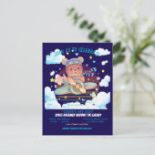 Cute Teddy Bear Pilot Airplane Art Briefkaart (Staand voorkant)