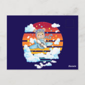 Cute Teddy Bear Pilot Airplane Art Briefkaart (Achterkant)