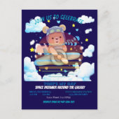 Cute Teddy Bear Pilot Airplane Art Briefkaart (Voorkant)