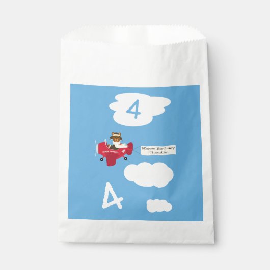 Cute Teddy Bear Pilot Custom Name and Age Birthday Bedankzakje (Voorkant)