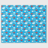 Cute Teddy Bear Pilot Custom Name and Age Birthday Cadeaupapier (Vlak)