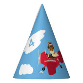 Cute Teddy Bear Pilot Custom Name and Age Birthday Feesthoedjes (Links)