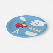 Cute Teddy Bear Pilot Custom Name and Age Birthday Papieren Bordje (Gekanteld)