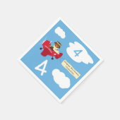 Cute Teddy Bear Pilot Custom Name and Age Birthday Servet (Hoek)