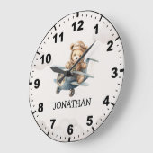 Cute Teddy Bear Pilot in a Sky Adventure Grote Klok (Hoek)