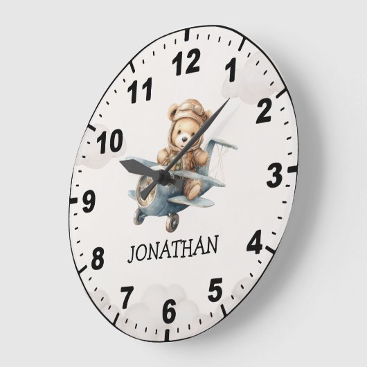 Cute Teddy Bear Pilot in a Sky Adventure Grote Klok (Hoek)