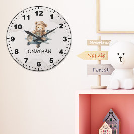 Cute Teddy Bear Pilot in a Sky Adventure Grote Klok