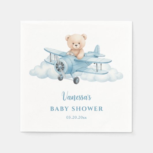 Cute Teddy Bear Pilot Paper Napkin Servet (Voorkant)
