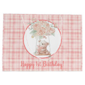 Cute Teddy Bear Pink Birthday Groot Cadeauzakje (Achterkant)