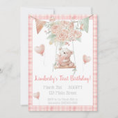 Cute Teddy Bear Pink Birthday Kaart (Voorkant)