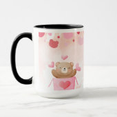 ​Cute Teddy Bear & Pink Hearts Coffee Mug Mok (Links)