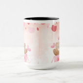 ​Cute Teddy Bear & Pink Hearts Coffee Mug Mok (Midden)