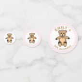 Cute Teddy Bear Pink Polka Dot Birthday Party Confetti (Voorkanten)