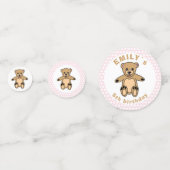 Cute Teddy Bear Pink Polka Dot Birthday Party Confetti (Achterkanten)